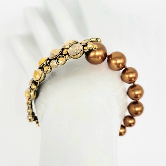 Heidi Daus Gold Pearl and Diamond Swarovski Crystal Asymmetrical BRACELET ONLY - Picture 4 of 9